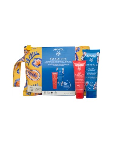 Apivita Bee Sun Safe Anti-Spot & Anti-Age Face Cream Spf50 Anti-Blemish Face Cream, 50Ml & Face & Body After Sun Refreshing Cream 100Ml