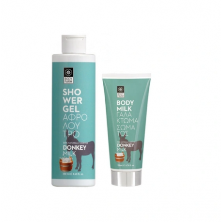 Body Farm Moisturizing Shower Gel With Donkey Milk 200ml+ Body Lotion 200ml