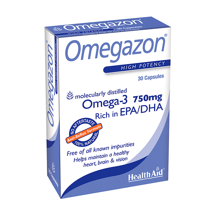 Health Aid Omegazon Omega 3 Fish Oil 750Mg For Healthy Heart Brain & Vision 30 Capsules