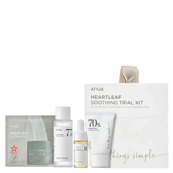 Anua Heartleaf Soothing Trial Kit Soothing Toner 40Ml + Relief Lotion 20 Ml + Soothing Ampoule 10Ml + Clear Pad 2 Patches
