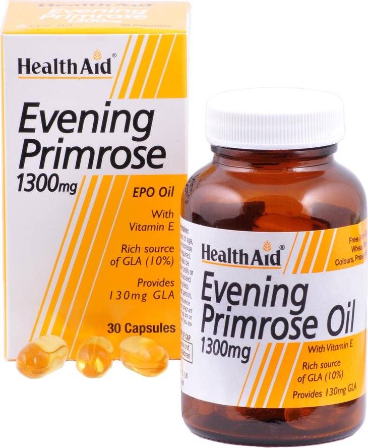 Health Aid Evening Primrose Oil 1300Mg With Vitamine E. Reduce Menopausal Symptoms 30 Capsules