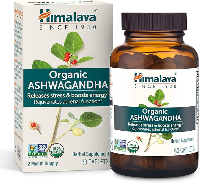 Himalaya Organic Ashwagandha 60 Day Supply Herbal Supplement For Stress Relief 60 Capsules