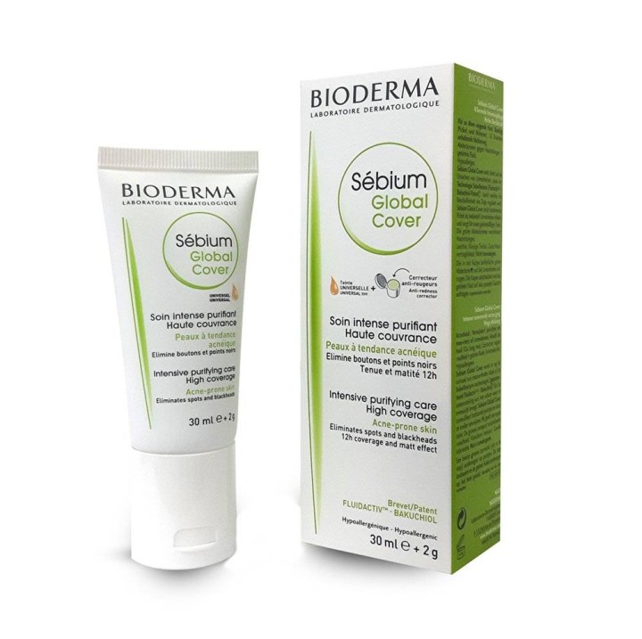 Bioderma Sebium Global Cover Cream Intensive Purifying Care & High Coverage For Acne Prone Skin 30ml
