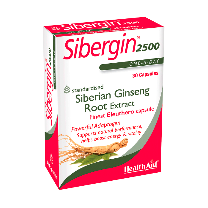 Health Aid Sibergin 2500 Siberian Ginseng Root Extract Supports Natural Perfomance Helps Boost Energy & Vitality 30 Tablets