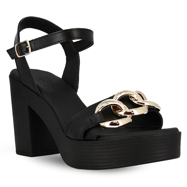 Parex Women's Black High Heel Gold Chain 9.5Cm S2023 (11627153) 41