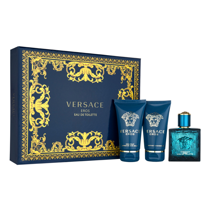 Versace Eros Pour Homme Eau De Toilette 50Ml Spray 3 Piece Gift Set