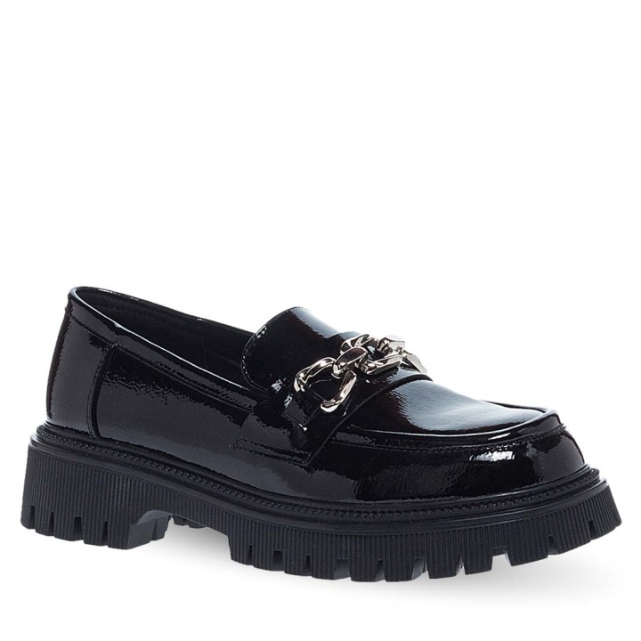 Parex Women's Black Gloss Moccasins With Chain W2024 (10530032) 40