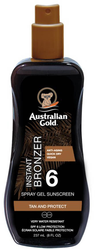Australian Gold SPF 6 Spray Gel with Bronzer 237ml