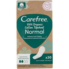 Carefree Organic Cotton Pantyliners Normal 30 Count