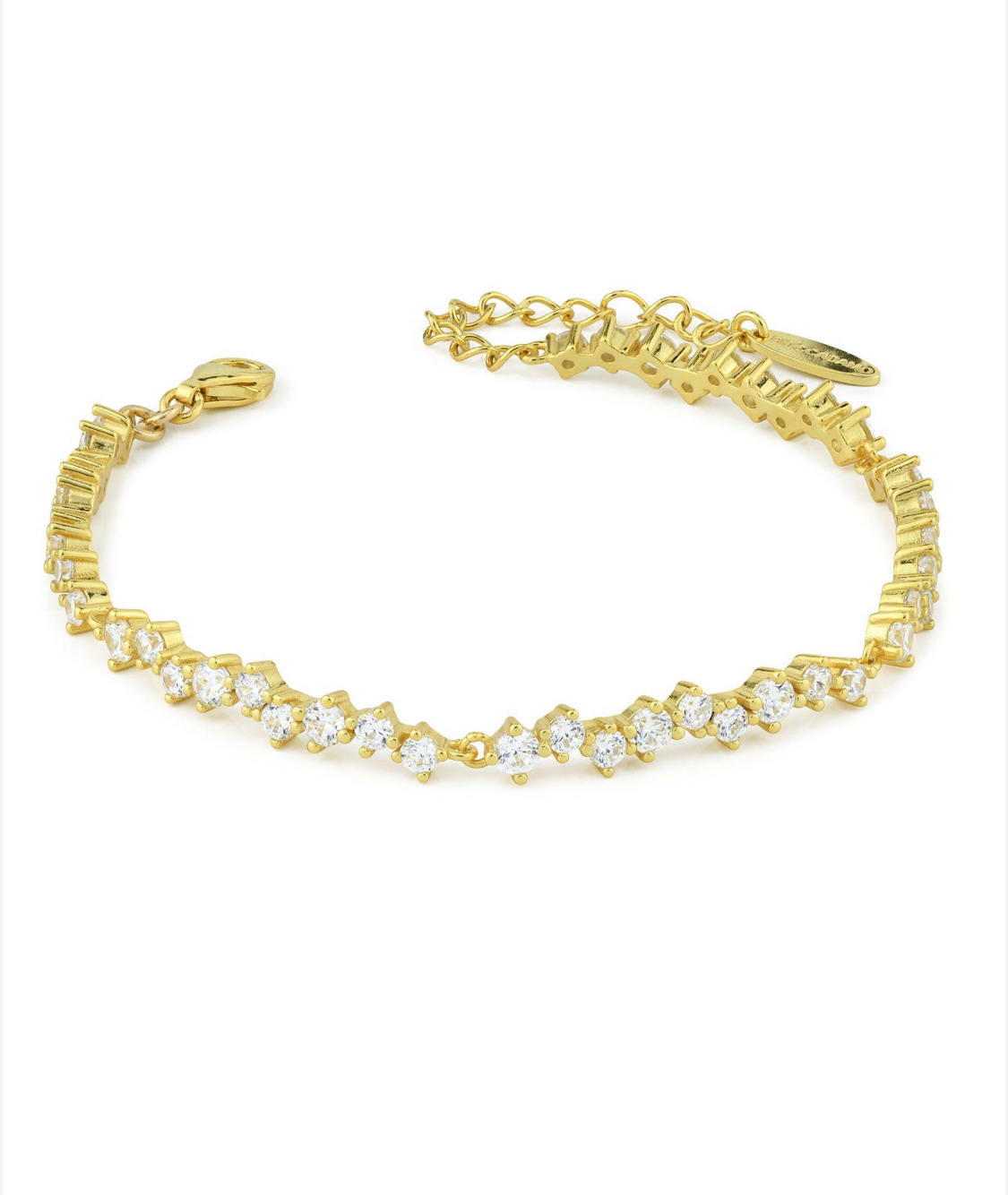Yellow gold plated silver rigid bracelet with zirconia
