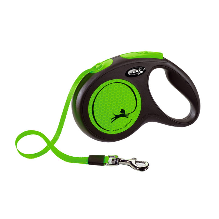 Flexi New NeonDog Retractable Lead/ Tape/ Small/ 5m/ Green