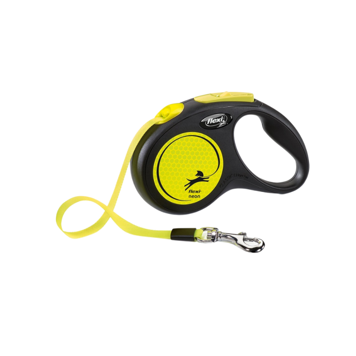 Flexi New NeonDog Retractable Lead/ Tape/ Small/ 5m/ Yellow