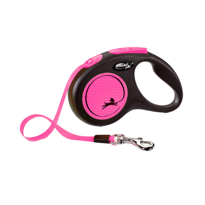 Flexi New NeonDog Retractable Lead/ Tape/ Small/ 5m/ Pink