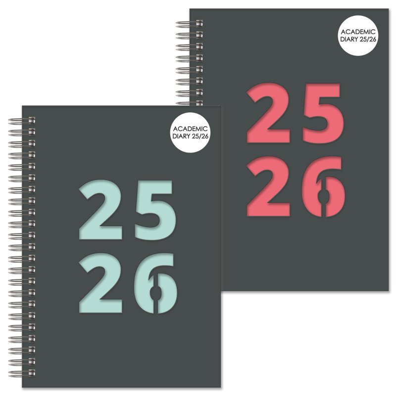 DIARY Academic,A5 Die Cut Twin Wire,2025/26 Asst
