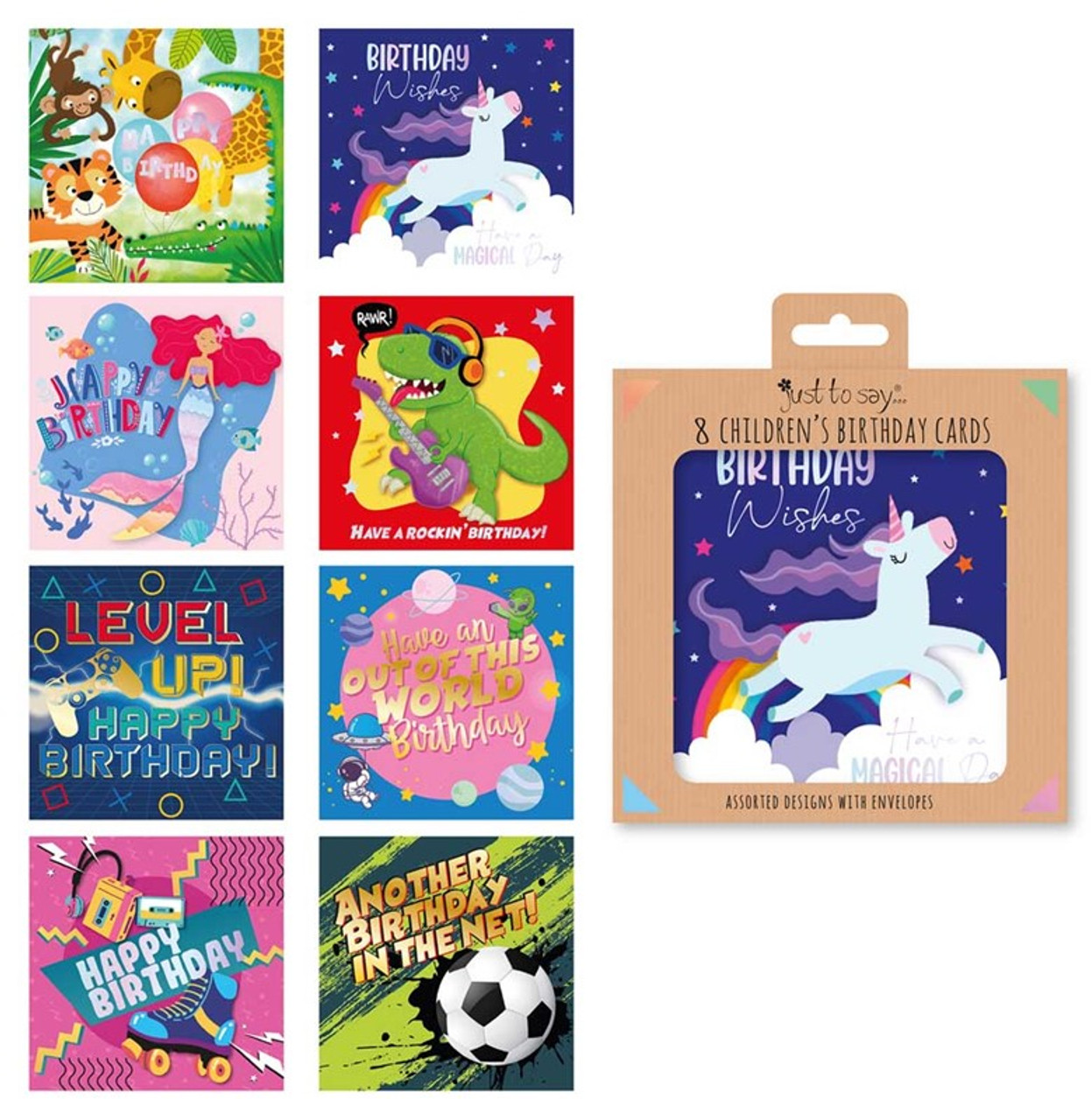 Childrens Happy Birthday Cards X8