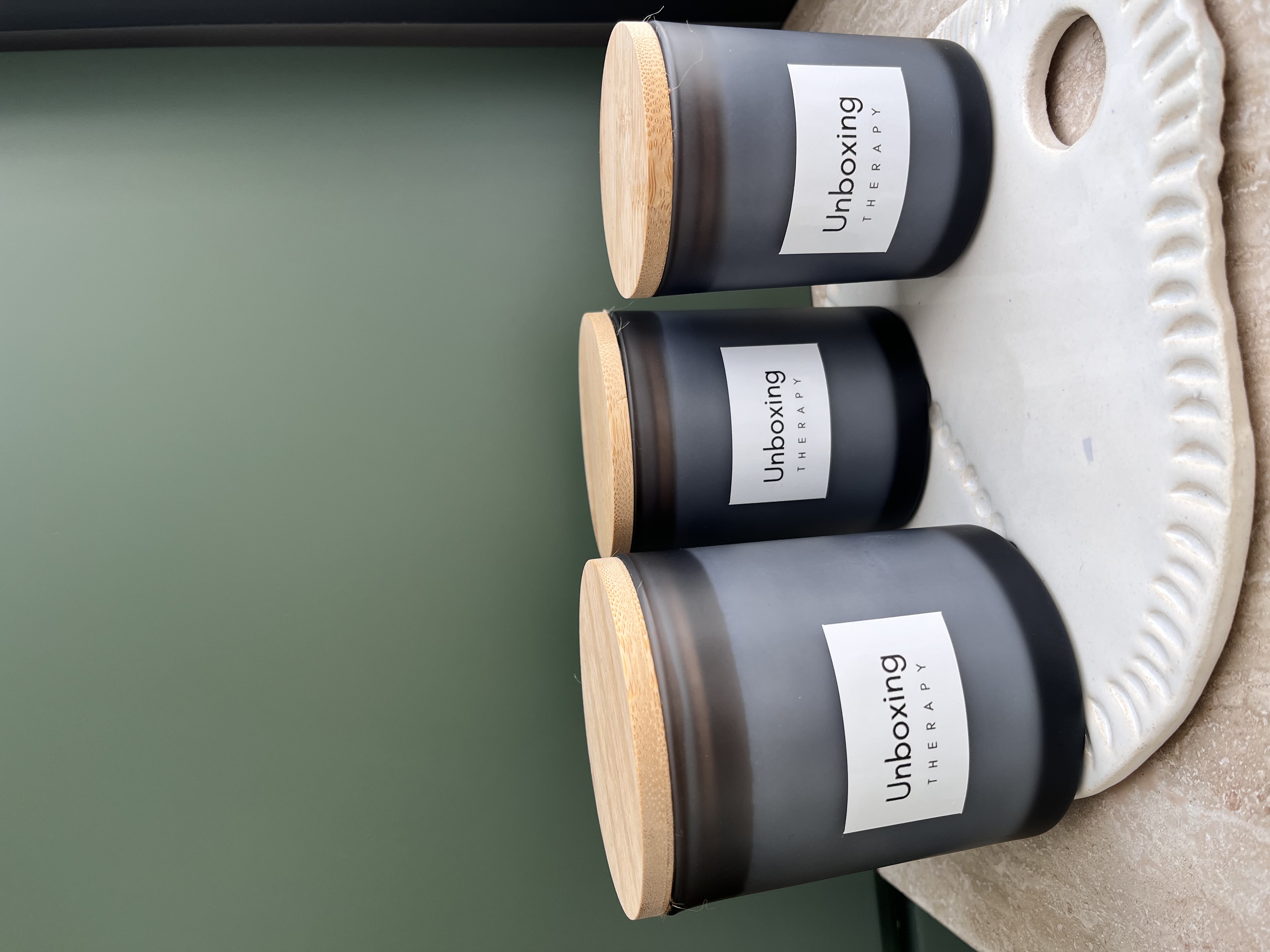 Frost Grey Glass Candle Jar Set (Soy Wax)- 400gr + 220gr + 180gr