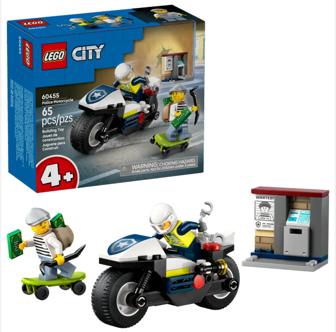 LEGO CITY POLICE MOTORCYCLE CHASE 60455 4+ 65 PCS