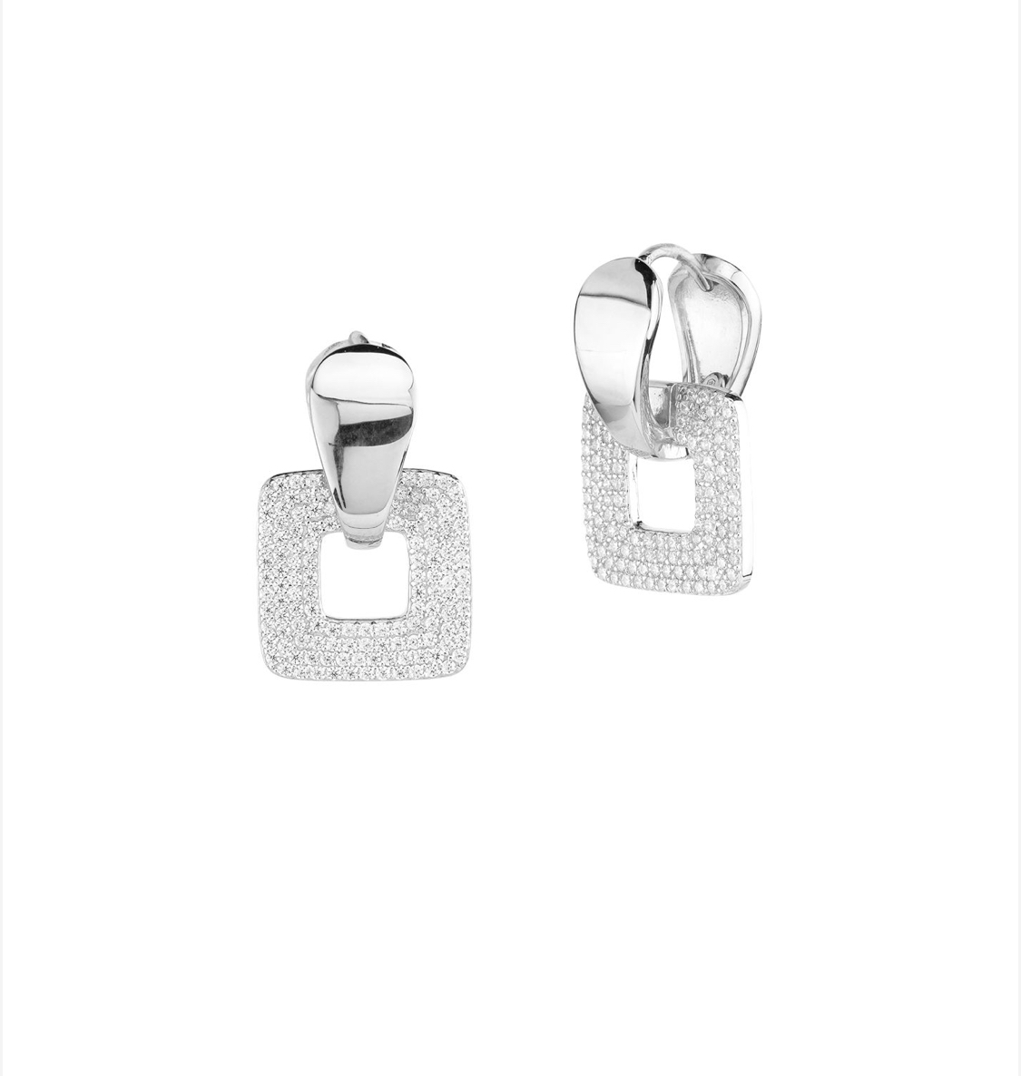 Silver earrings  square in zirconia