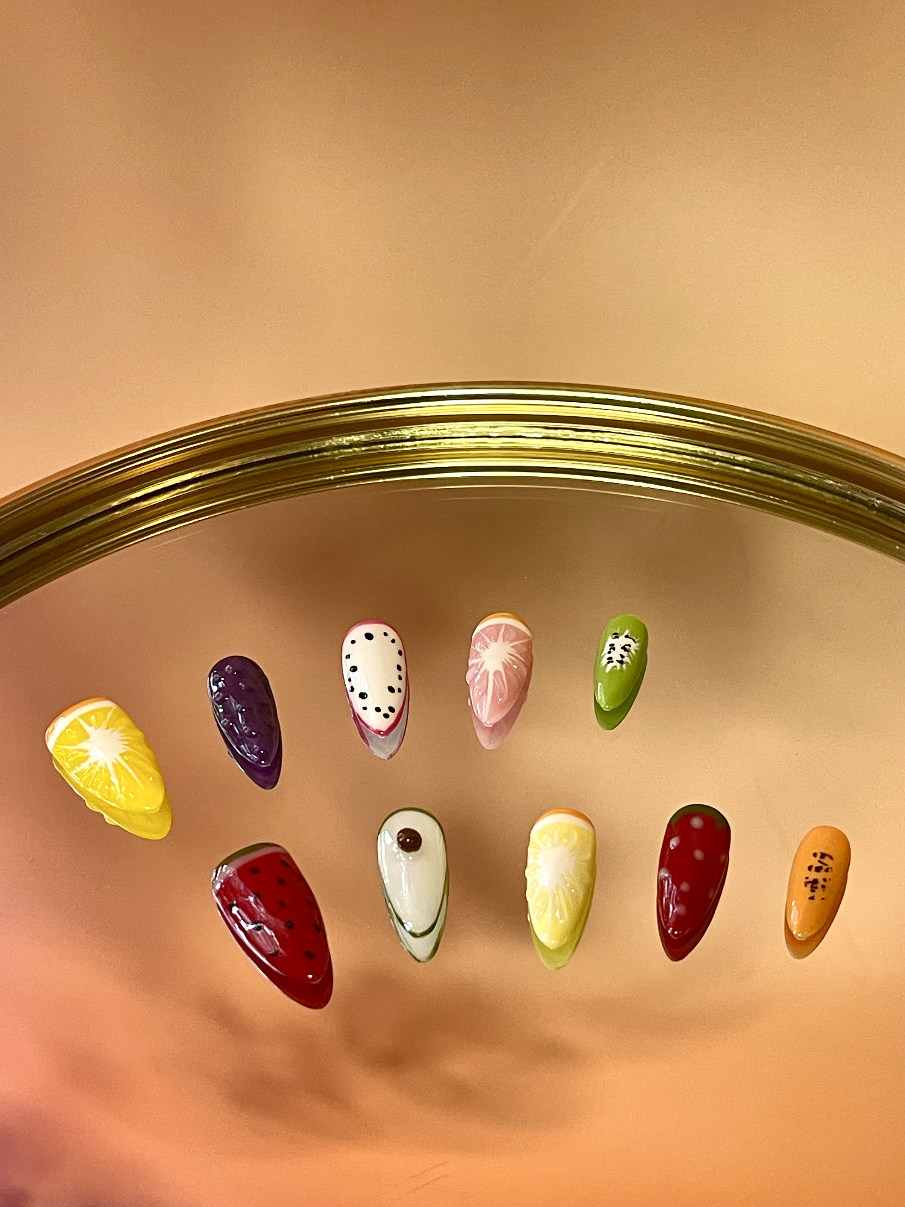 Fresh Fruit Fiesta Press-On Nails  Juicy 3D Summer Nail Art Set 🍉  Size  L