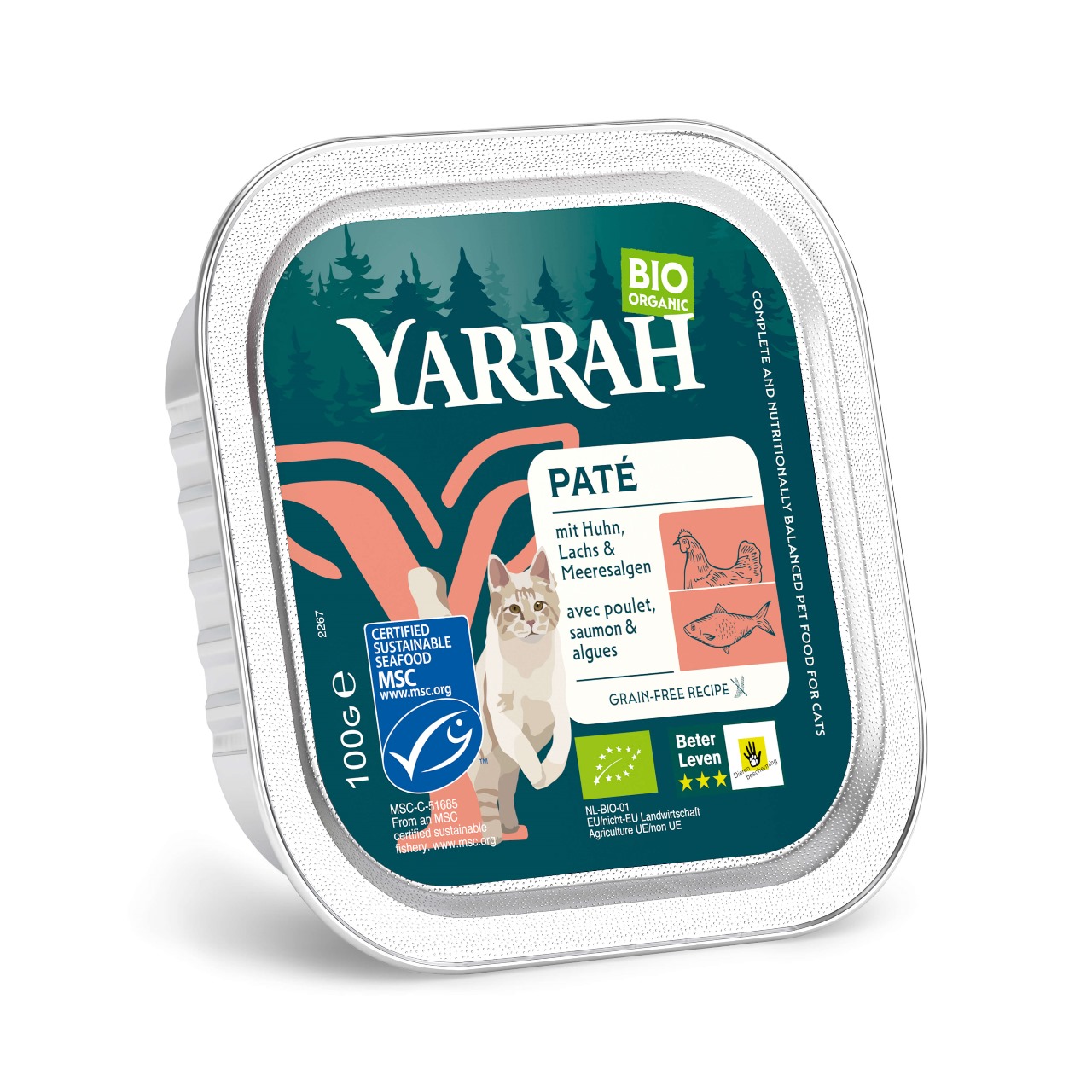 Yarrah Organic Cat Food Pâté With Salmon 100G