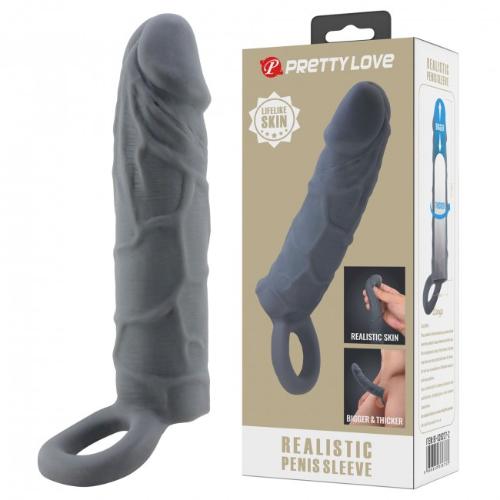 PRETTY LOVE – REALISTIC SKIN PENIS SLEEVE DARK GREY
