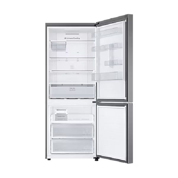 Samsung Refrigerator Bespoke Bottom Freezer, 344L, E, All Around Cooling, Quick Cooling, Reversible Door, 4 Shelves, No Frost, Hxwxd 1.85X0.60X0.66, Inox