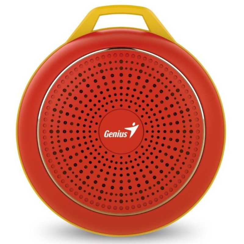 Genius Speakers Sp-906Bt R2 3W Rms, Bluetooth 4.1, Driver Unit 40Mm, Wireless Distance 30M, Microphone, Hook, 500Mah Battery Up To 5H Play, Red