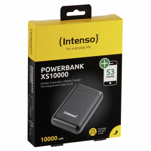Intenso Mobile Powerbank Slim XS10000 Black slim 10000mAh portable charger USB-A and USB-C