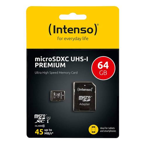 Intenso Micro SD Card UHS-I 64GB Professional professional-grade microSD card for 4K and HD use