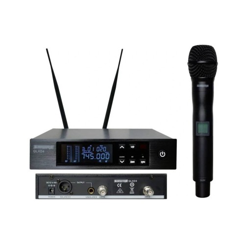 Shure QLXD24K8B Vocal Microphones – wireless vocal microphone system, digital transmission, handheld mic, professional live sound