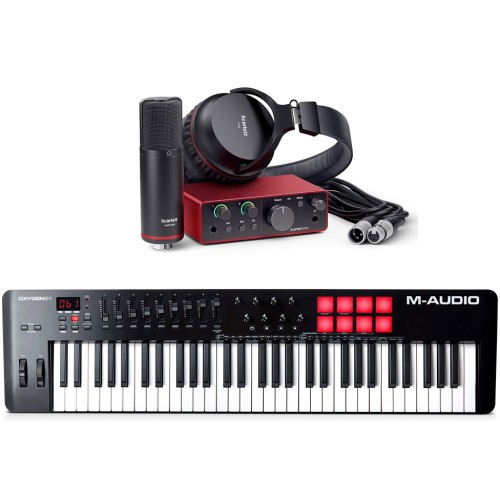 Focusrite Scarlett Solo Studio Pack (4th Gen) + M-Audio Oxygen 61 MKV – studio bundle