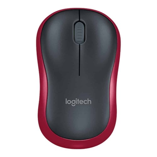 Logitech Mouse Wireless M185 Black/Red (910-002237) compact wireless mouse with nano receiver and black/red finish