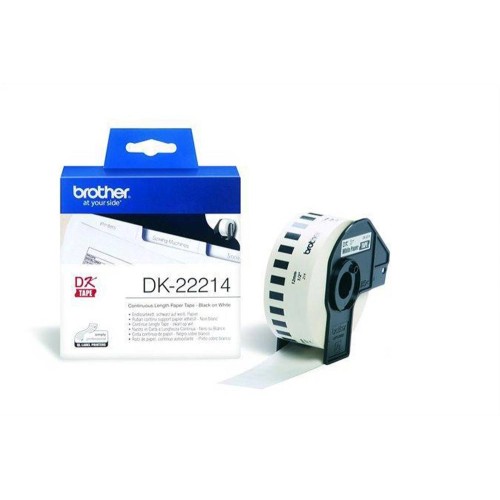 Brother Dk22214 White Continuous Length Paper Tape (12Mm X 30.48M), Paper Tape, White, 12mm x 30.48m
