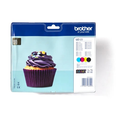 Brother Lc123Valbp Value Pack Bk,C,M,Y 600P Each Brother Lc123Valbp