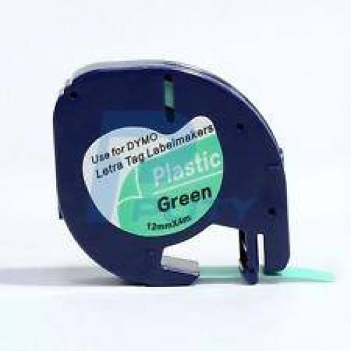 Dymo Tape 12mm x 4m Green 91204 – green label tape for categorization, black text compatible