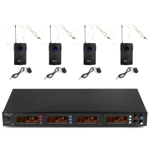 Power Dynamics PD504B 4X UHF Wireless Microphone Set 4‑channel UHF bodypack mic system