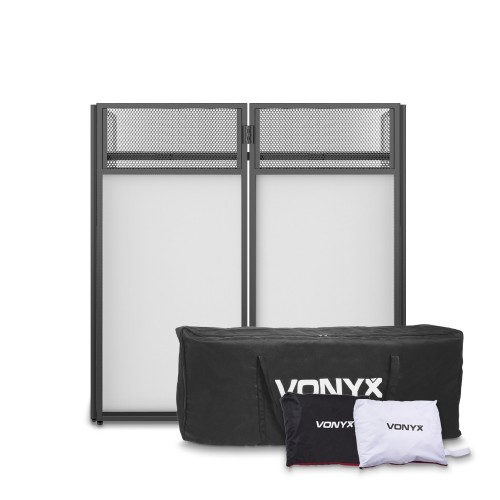 Vonyx Db2 Foldable DJ Screen White Portable Booth – foldable DJ booth screen, white, portable
