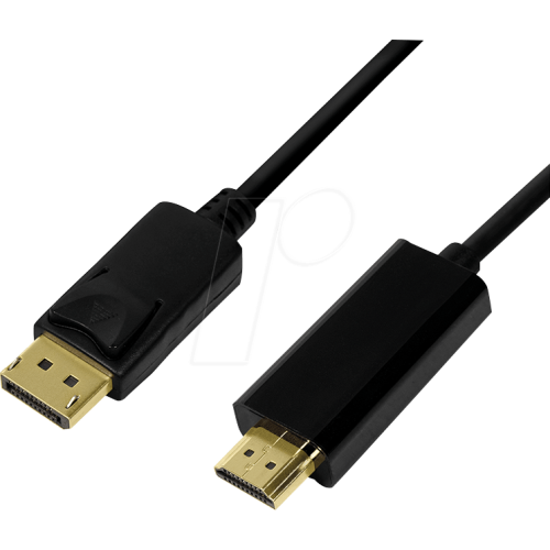 Logilink 2M DisplayPort to HDMI M/M Black CV0127 2 m male-to-male DisplayPort to HDMI cable black