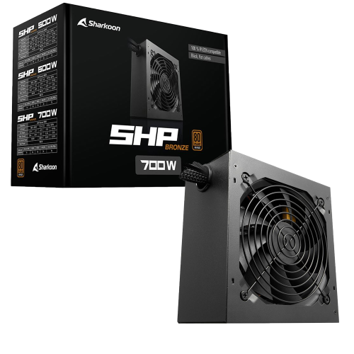 Sharkoon SHP700W – 700W power supply unit, 80 Plus Bronze certified, reliable PC power component
