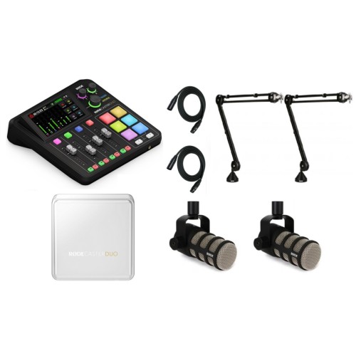 Rode Rodecaster Duo Podcasting Bundle X2 compact podcast bundle with 2 mics
