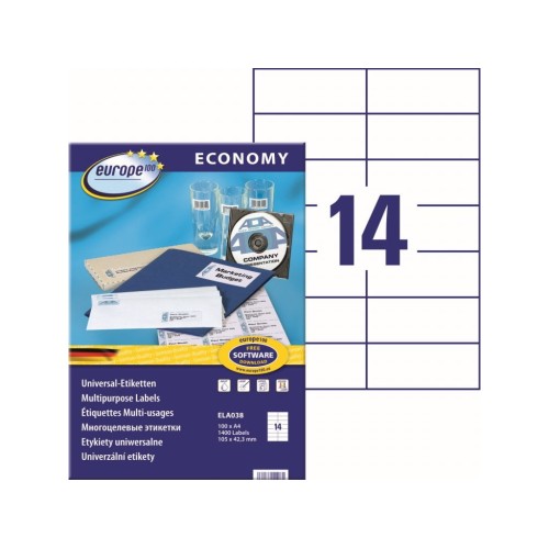 Avery Zweckform Economy/Avery Labels 105x42.3mm ELA038 – multi-use printer labels, compatible with common label templates