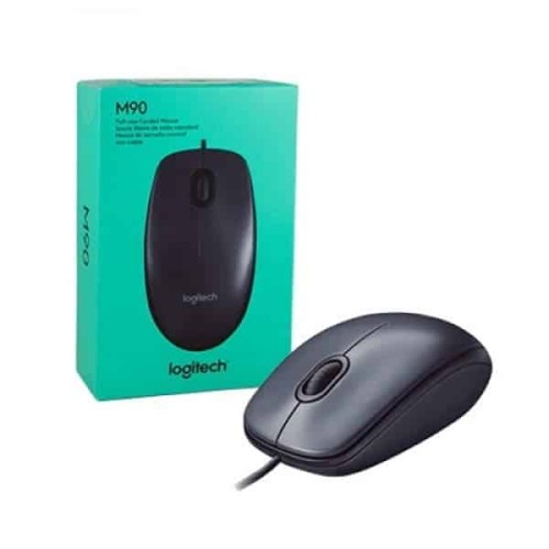 Logitech Mouse Grey M90 (910-001794/3) wired USB optical mouse with ambidextrous design and grey finish