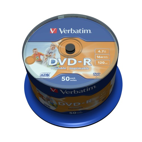 Verbatim Dvd-R 16X Sp-50 Printable 43533 – DVD-R discs, 16X speed, 50-pack, printable surface