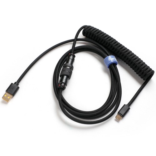 Ducky Premicord Phantom Black Edition – high-quality coiled USB-C keyboard cable, Phantom Black colorway for clean and minimal setups