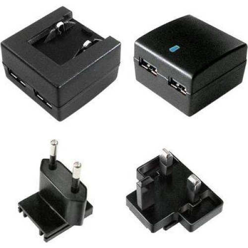 Value Wall Charger 2X Usb 10W/2.4A Eu+Uk Adapter – dual USB wall charger, 10W output per port, EU & UK plugs