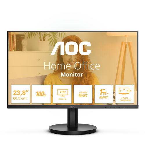 Aoc Monitor 23.8& Va-E Business/Fhd/1920X1080/Hdmi/Vga/100Hz/3Yw/Black
