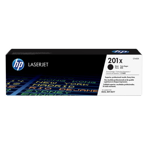 HP Toner CF400X Black (201X) high-yield black toner for HP Color LaserJet Pro M252/MFP M277