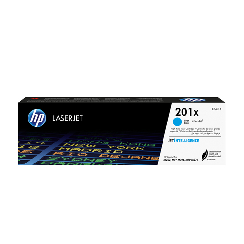 HP Toner CF401X Cyan (201X) high-yield cyan toner for HP Color LaserJet Pro M252/MFP M277