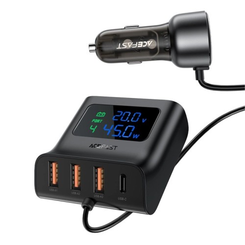 Acefast B11 138W Usb-A Usb-C Car Charger With 6 Ports - Black