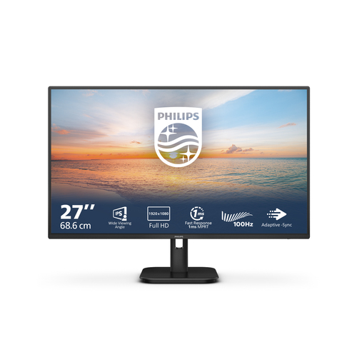 Philips Monitor 27'', Business, E, Ips, Fhd 1920 X 1080, 100Hz, 1Ms, Speakers, 250Cd/M2, Vesa, Tilt, Hdmi X 1, Vga 3Yw, Black
